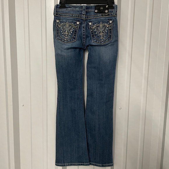 Miss Me Girls Medium Dark Wash Mid Rise Embellished Bootcut Jeans Size 12 - Picture 4 of 9